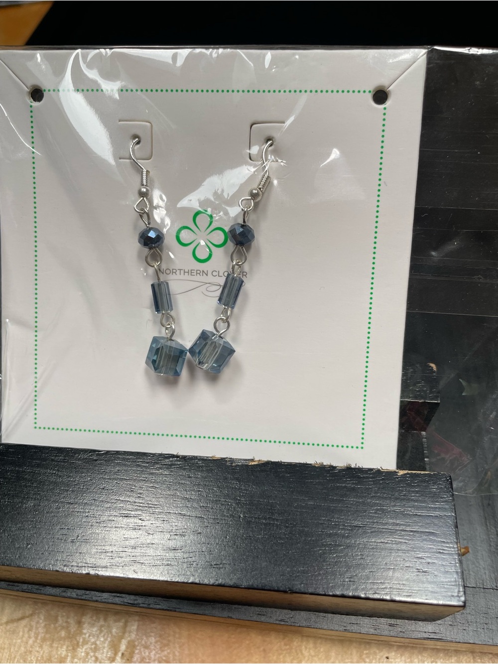 Blue Crystal Beaded Drop Earrings